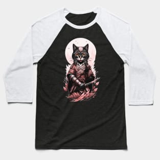 Sakura Cat Samurai Baseball T-Shirt